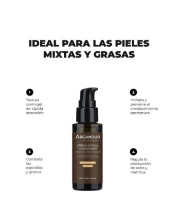 Crema facial hidratante para piel mixta y grasa